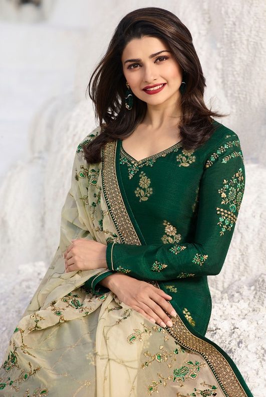 Green Colour Heavy Embroidered Georgette Salwar Suits with Heavy Dupatta