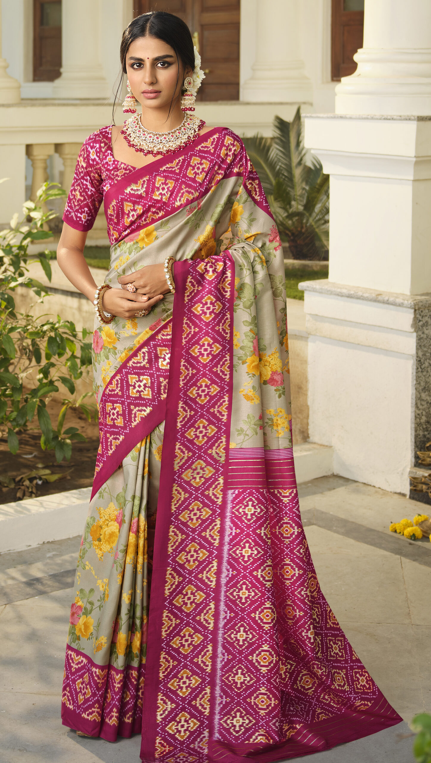Shop online Sophisticated Bhagalpuri Silk Brown Churidar Salwar Suit