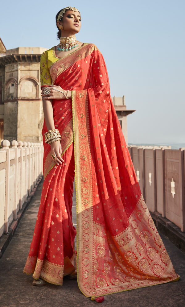 Wedding Party Wear Silk Saree in Red | New Dola Silk Sare 2022